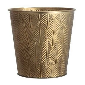 Vase de table en laiton Art Déco avec motif plume, pot de fleurs en métal fait main, décoration - Product Image 1
