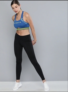 Soutien-gorge de sport bleu pour femme, dos nageur, avec découpes, anti-transpiration, séchage rapide, maintien moyen, idéal pour le fitness et l'entraînement - Product Image 3