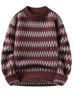 Men's Geometric Pattern Knitted <b>Pullover</b> <b>Sweater</b> Regular Sleeve Autumn Style 100% Acrylic Full Sleeve - Product Image 1