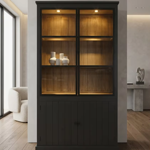 Contemporary Meldyn Cabinet High Quality Timber Eco-Friendly Durable <b>Bookcase</b> with Minimalist Black Finish for Home Office - Product Image 3