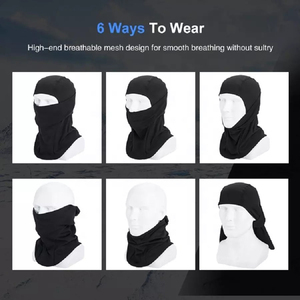 Masque facial balaclava noir, couvrant tout le visage, unisexe, 100% polyester, taille adulte 56-58 cm - Product Image 5