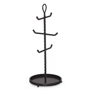 Support de tasses en fer noir unique, gain de place, organisateur de tasses en métal, base stable, moderne, écologique, non pliable, 5+ niveaux - Product Image 2