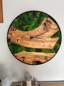 Verdant river wall <b>clock</b> Moss creek rustic wood <b>clock</b> Timber trail nature <b>clock</b> Rustic Wood And Moss Wall <b>Clock</b> Round <b>Clock</b> - Product Image 6