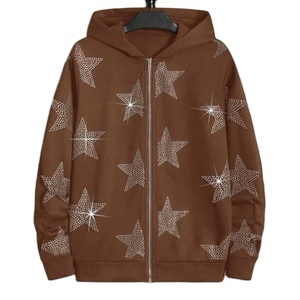 Haute qualité 100% coton surdimensionné strass sweats à capuche fermeture éclair sweats à capuche pour hommes respirant nouveaux hommes élégants sweats à capuche avec OEM - Product Image 3
