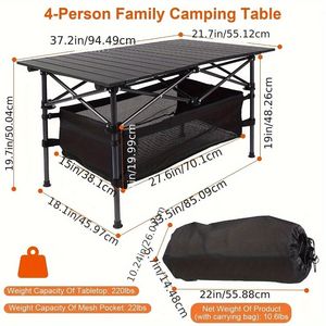 Table de camping pliable en aluminium léger, design enroulable portable, légère (37,2'' x 21,7'' x 19'') pour une utilisation en extérieur - Product Image 5