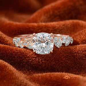 Blush Rose Gold Multi-Shape Cluster Ring – Elegant <b>Cushion</b>-Cut <b>Statement</b> Band The "Aurora" <b>Cushion</b> Ring – Rose Gold Plated - Product Image 1