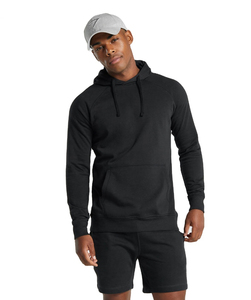 <b>Men</b> Black Solid Pullover <b>Tracksuit</b> Set Hoodie and <b>Shorts</b> Raglan Sleeve Jogging Set Casual Sportswear 2026 - Product Image 1