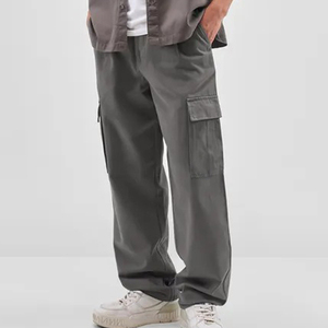 Pantalon cargo homme personnalisé avec logo, coupe ample et décontractée, effet délavé vintage, multi-poches, style streetwear et outdoor - Product Image 5
