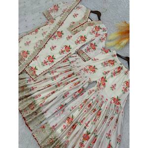 Magnifique haut de fête avec fantaisie Dupatta Sharara Style Taille 2XL - Product Image 4