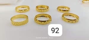 Luxury 22K Solid <b>Gold</b> <b>Rings</b> <b>Set</b> Unisex Real Yellow <b>Gold</b> Band Diamond Cut Texture Daily Wear Fine Jewelry Anniversary Gift - Product Image 3