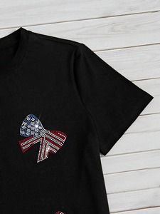 Custom logo breathable anti shrink Women <b>Rhinestone</b> T-Shirt <b>top</b> trending anti bacterial breathable Women <b>Rhinestone</b> T-Shirts - Product Image 5