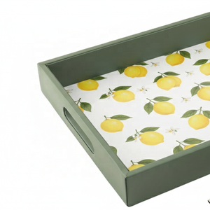 Plateau en laque de style moderne artisanal, plateau de service rectangulaire en laque, plateau en laque de qualité supérieure - Product Image 3