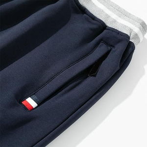 <b>Men's</b> <b>Navy</b> Blue Sweatpants Elastic Waist Drawstring Casual <b>Joggers</b> With Side Pockets Autumn Wear - Product Image 6