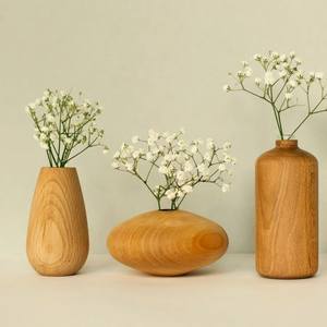 Jarrón de flores artístico de madera, el más vendido, para interiores de diseño con patrones tallados únicos y acabado de primera calidad. - Product Image 4
