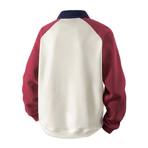 เสื้อสเวตเชิ้ตผู้ชายลำลอง แขนเสื้อแบบแร็กแลนตัดสี คอเสื้อลายทาง แถบคู่ ลายทางสองเส้น สำหรับฤดูใบไม้ผลิและฤดูใบไม้ร่วง กันลม ผลิตในบังกลาเทศ - Product Image 2