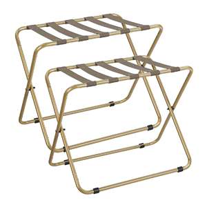 ชั้นวางกระเป๋าเดินทางโลหะสีทองสำหรับห้องพัก รับน้ำหนักได้มาก พร้อมพื้นผิวกว้างขึ้น สายรัดไนลอนทนทาน - Product Image 1