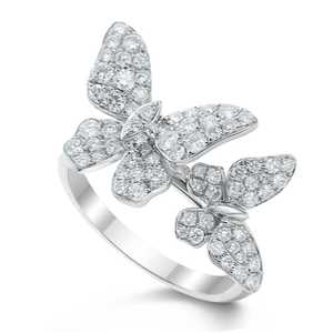 Lab Grown Diamond Statement Rings Pave Set Double Butterfly Animal Cluster Cocktail Bands Party Jewelry 10K 14K Gold Wholesale - Product Image 3