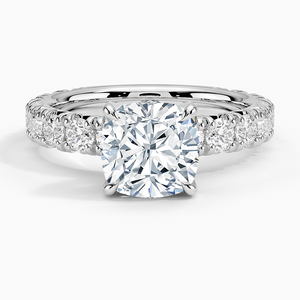 Anillo BOJ 0118 con Corte Cojín, Plata 925, Anillo Solitario de Lujo con Engaste de Garras Ellora, Diamante de 2ct, Color D, VVS1, Moissanita, Certificado GRA - Product Image 1
