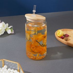 Verre à bière en sublimation de 16 oz avec couvercle en bambou et paille - Lot de 25 - Product Image 4