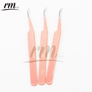 RMI Premium Nude Volumen Pinzas para pestañas Bota delgada de 90 grados Herramienta de extensión de pestañas de etiqueta privada de acero inoxidable sostenible - Product Image 3