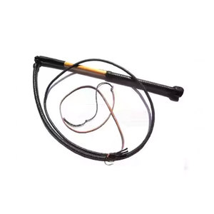 Fouet en cuir avec poignée, design enroulé, couleur marron - Product Image 1