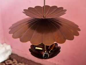 Brass Handmade Flower Pendant <b>Light</b> Modern Petal <b>Ceiling</b> Fixture for luxury looking Home Decor Large Bedroom - Product Image 2