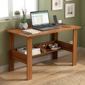 Bureau d'ordinateur moderne en bois avec étagère, table d'étude pour ordinateur portable, poste de travail à domicile, bureau d'écriture, mobilier d'étude pour étudiants - Product Image 1