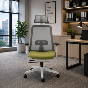 Chaise de bureau exécutive moderne KINSHA ALTA-01-3 de haute qualité avec dossier en maille, repose-pieds et base pivotante à 5 pieds - Product Image 1