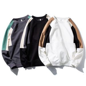 Men Crew Neck Sweatshirt Color Blocking Patchwork <b>Raglan</b> Sleeve Oversized Knitted Cotton Pullover Casual Autumn Style - Product Image 1