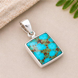 Pendentif en turquoise Mohave, pendentif en argent sterling 925, bijoux en pierre précieuse bleu-vert, pendentif bohème sud-ouest - Product Image 3