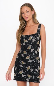 Vestido Mini de Terciopelo Negro con Cuello en V, Bordado y Adornado con Cuentas, Diseño Europeo de Lujo, Hecho a Mano, para Mujer de Oficina - Product Image 3
