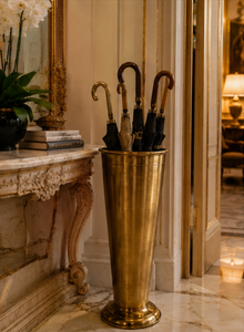<b>Antique</b> Brass Umbrella Stand One-Sided Capacity Metal Handicraft <b>Frame</b> Structure Classic Style Hotel Lobby Decoration - Product Image 1