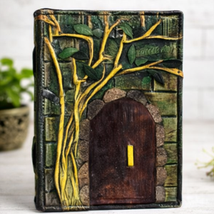 Green Witch Grimoire Genuine Leather <b>Book</b> of Shadows with Fairy Door Handmade Pagan Occult Journal 8x6 Inch Graduation New Year - Product Image 3