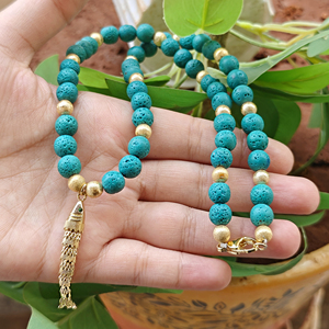 สร้อยคอรูปปลาตาสีเขียวประดับด้วยหินลาวาสีฟ้าเทอร์ควอยซ์และเพชร CZ สีเขียว  ชุบทอง 18k  วัสดุทองเหลือง  สไตล์พังก์  เครื่องประดับสำหรับผู้หญิง  ของขวัญวันเกิด  งานปาร์ตี้ - Product Image 6
