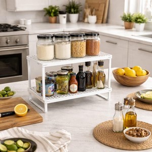 Double Tier Storage <b>Rack</b> For Kitchen Countertop Minimalist Design Standing Type Durable Durable standing <b>shelf</b> - Product Image 4
