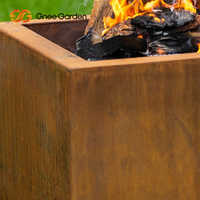 Table brasero d'extérieur en acier Corten, gaz naturel/bois de chauffage, certifiée CE, écologique, 75000 BTU et plus, autoportante