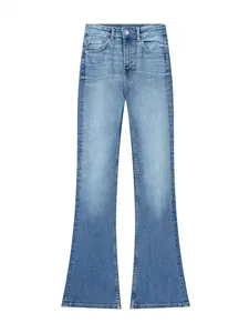 Wholesale Plus Size Women's High Stretch Straight-leg <b>Jeans</b> with Pockets <b>Elastic</b> <b>Waist</b> Autumn Casual Breathable Eco-Friendly - Product Image 3
