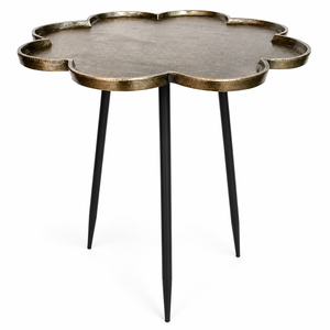Iron & Aluminum Flower End <b>Table</b> | Decorative Metal Side <b>Table</b> with Scalloped Tray Top for Living Room Bedroom Home Decor Modern - Product Image 3