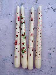 Vintage Rose Heart Handcrafted Soy Wax Paraffin Wax Smokeless Lavender Taper <b>Candle</b> Set 4 for Christmas Easter <b>Winter</b> Decor - Product Image 2