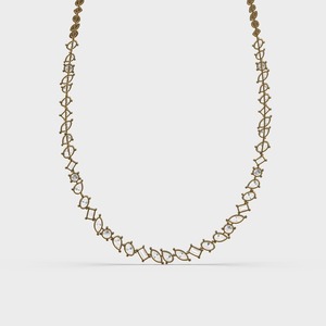 Collar Floral de Oro Amarillo de 18K con Diamantes Cultivados en Laboratorio de Corte Mixto |   Cadena de tenis de lujo con diamantes baguette en forma de pera, certificados IGI |   Regalo - Product Image 2