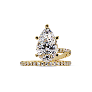 Luxury 14K 18K Pure Gold Wedding <b>Rings</b> 1CT 2CT 3CT IGI Certified Open wrap Pear Solitaire Lab Grown Diamond for Women's Jewelry - Product Image 1