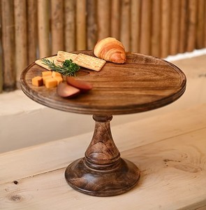 Base Redonda Rústica de Madera para Tartas, Plato Elevado Premium Personalizado para Exhibición de Postres, para Bodas, Cumpleaños, Hogar, Cocina, Suministros de Panadería - Product Image 1