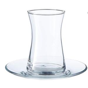 G-66: Elegante vaso de té rojo con plato-Juego de té de borosilicato hecho a mano para gustos refinados - Product Image 1