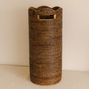 Ensemble de paniers parapluie en rotin tressé festonné, supports de rangement tissés de haute qualité pour parapluies - Product Image 2