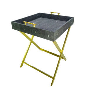 Hot selling High Quality Hotel Furniture Faux Shagreen Buttler <b>Tray</b> Rectangle Shape with Mental Legs - Product Image 5