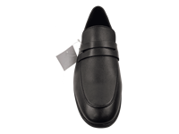 Mocassins en cuir noir pour hommes, bout carré, à enfiler, chaussures de bureau et de carrière, semelle intermédiaire en caoutchouc antidérapante, doublure en cuir véritable, toutes saisons