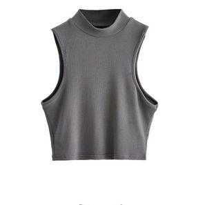 เสื้อครอปท็อปผู้หญิง แขนกุด ทรงเข้ารูป สไตล์ลำลอง สำหรับฤดูร้อน ผลิตโดยโรงงาน BD ประเทศจีน รับผลิตแบบ OEM ปักโลโก้ตามสั่ง คอเต่า ผ้าโพลีเอสเตอร์ - Product Image 4