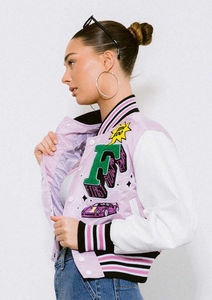 Manufacturing 100% Top Quality Custom Color Women Varsity Jacket With Chenille Embroidered <b>Patches</b> Jacket For Women - Product Image 6