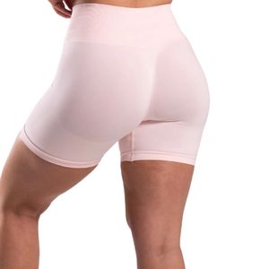Shorts de sport taille haute sans couture rose pâle pour femme, compressifs, extensibles, pour la gym et l'entraînement - Product Image 3