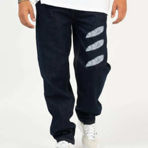 Jean cargo en denim léger pour homme, personnalisé OEM, style urbain, délavé, taille mi-haute, coupe droite ample, multi-poches, tricoté, robuste - Product Image 2